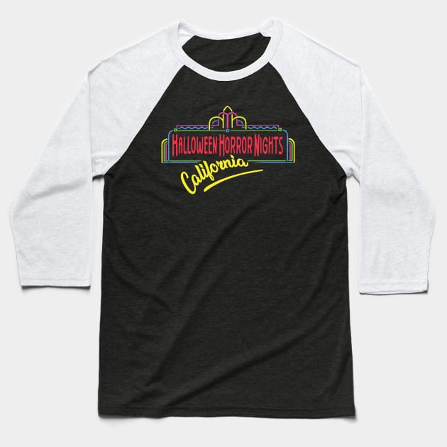 Halloween Horror Nights - California 90's Baseball T-Shirt by DreadfulThreads